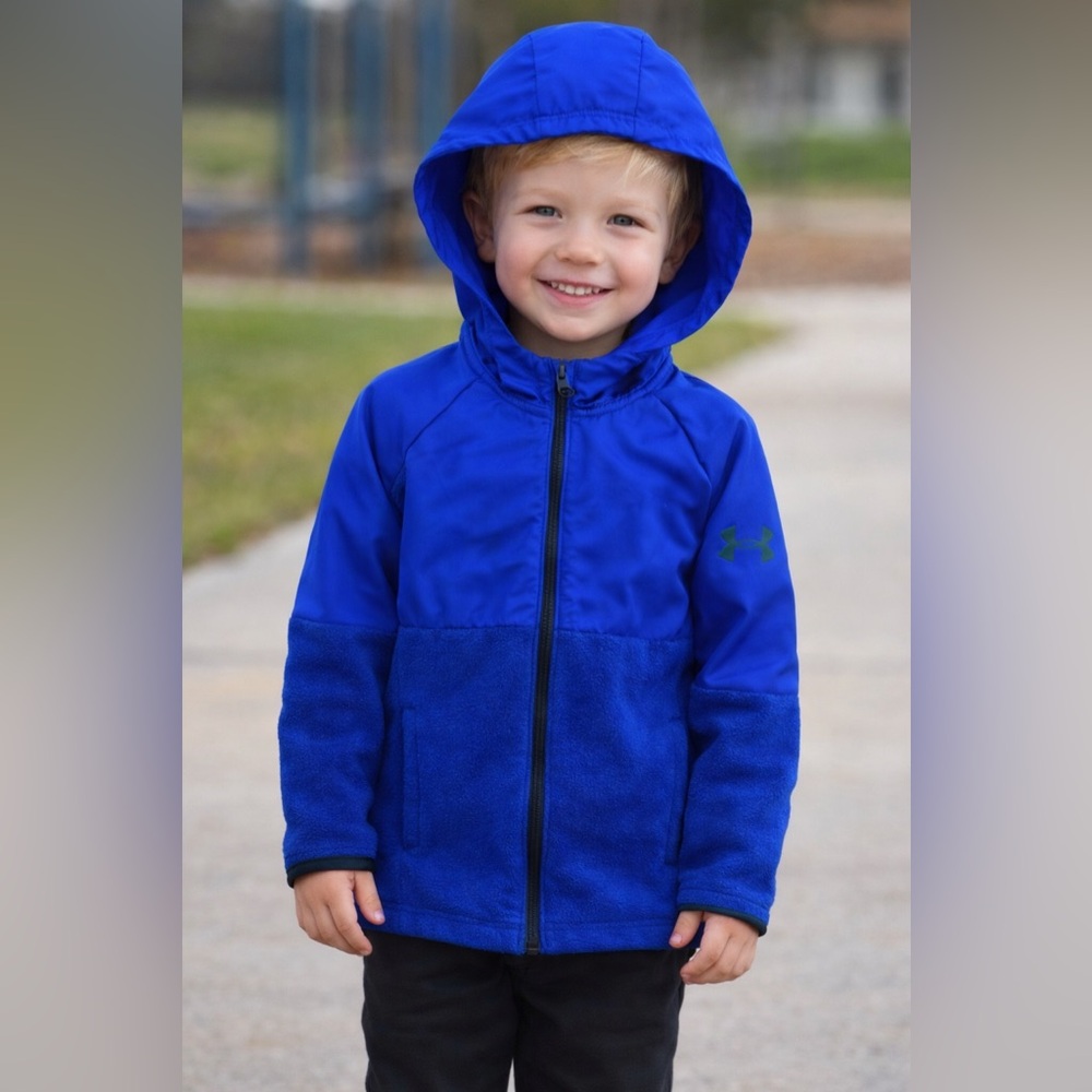 Under Armour Boys YSM Blue ColdGear Full Zip Hoodie Jacket Youth Small